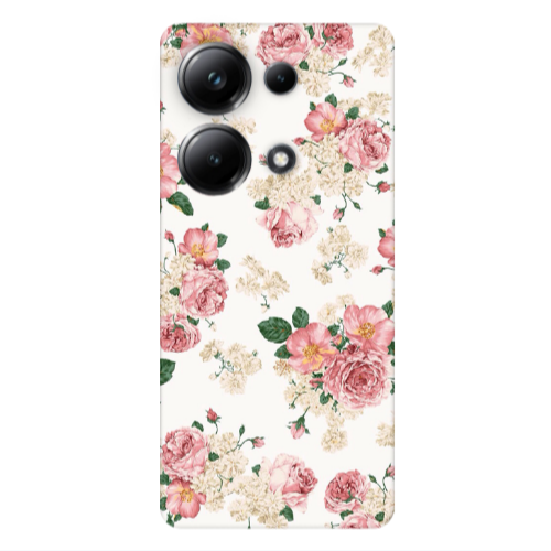 Xiaomi Poco M6 Pro 4G Pink Flowers 2 Transparent Silicone TPU Θήκη