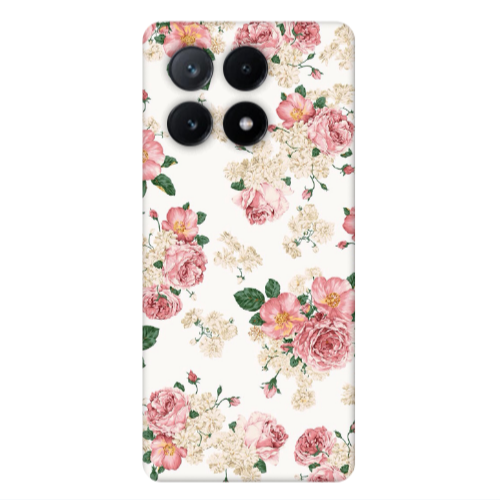 Xiaomi Poco X6Pro 5G Pink Flowers 2 Transparent Silicone TPU Θήκη