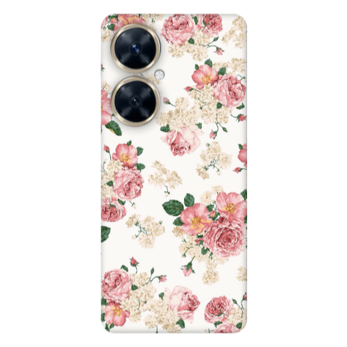 Huawei Nova 11i Pink Flowers 2 Transparent Silicone TPU Θήκη
