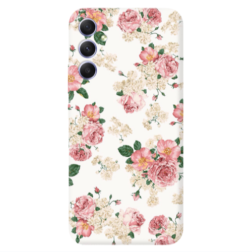 Samsung A25 Pink Flowers 2 Transparent Silicone TPU Θήκη