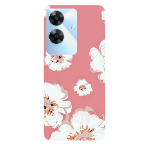 Realme Note 60 White Flowers Transparent Silicone TPU Θήκη