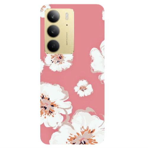 Realme C 75 White Flowers Transparent Silicone TPU Θήκη