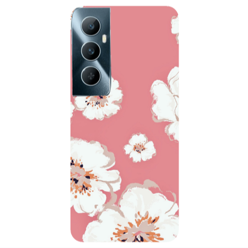 Realme C65 White Flowers Transparent Silicone TPU Θήκη