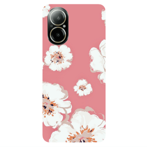 Realme C67 White Flowers Transparent Silicone TPU Θήκη