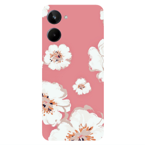 Realme 10 White Flowers Transparent Silicone TPU Θήκη