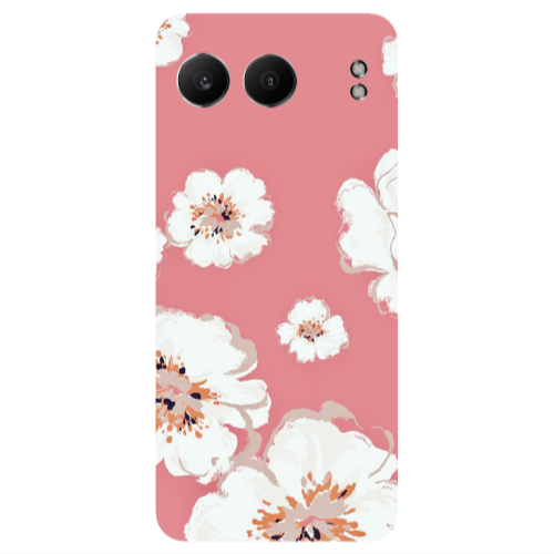 Oneplus Nord 4 White Flowers Transparent Silicone TPU Θήκη