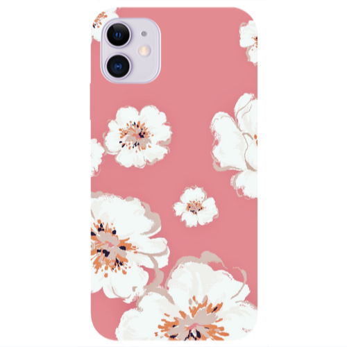 Apple iPhone 11  White Flowers Transparent Silicone TPU Θήκη