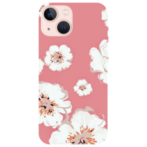 Apple iPhone 13 White Flowers Transparent Silicone TPU Θήκη