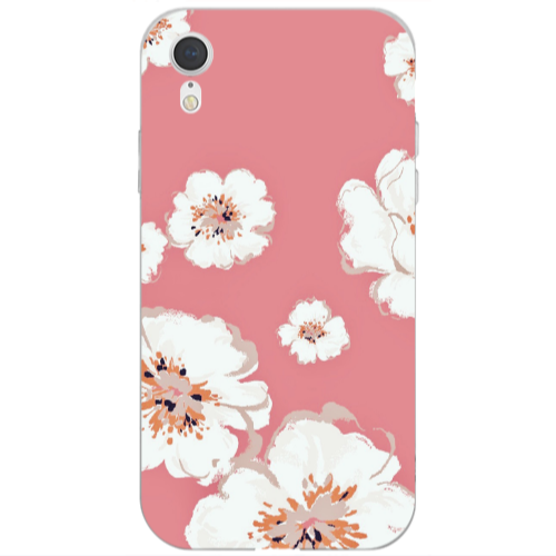 Apple iPhone Xr White Flowers Transparent Silicone TPU Θήκη