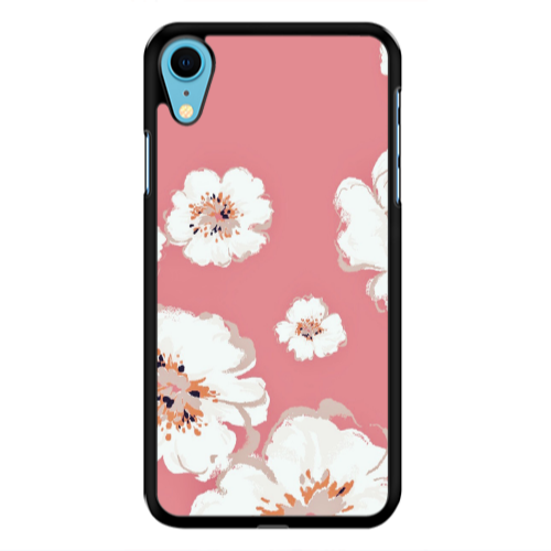 Apple iPhone Xr White Flowers Black Glossy Θήκη