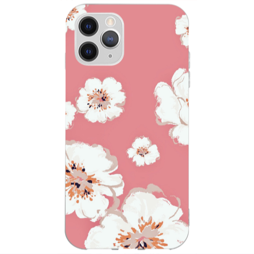 Apple iPhone 13 Pro Max White Flowers Transparent Silicone TPU Θήκη