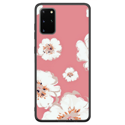Samsung S20 FE White Flowers Black Glossy Θήκη