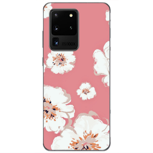 Samsung S20 Ultra White Flowers Transparent Silicone TPU Θήκη