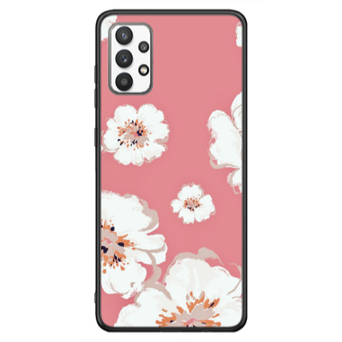 Samsung A13 4G White Flowers Black Glossy Θήκη