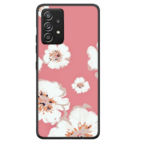 Samsung A33 White Flowers Black Glossy Θήκη
