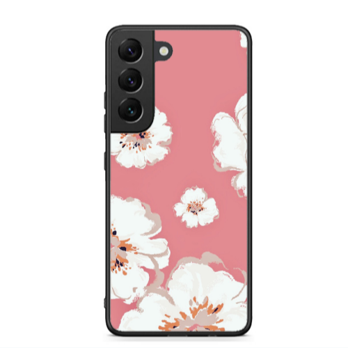 Samsung S22 Plus White Flowers Black Glossy Θήκη