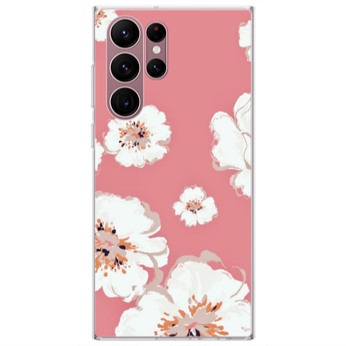 Samsung S22 Ultra White Flowers Transparent Silicone TPU Θήκη