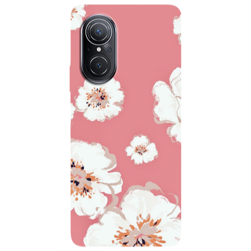Huawei Nova 9 SE White Flowers Transparent Silicone TPU Θήκη