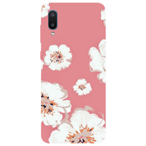 Samsung A02 White Flowers Transparent Silicone TPU Θήκη