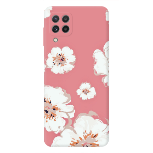 Samsung A22 4G White Flowers Transparent Silicone TPU Θήκη