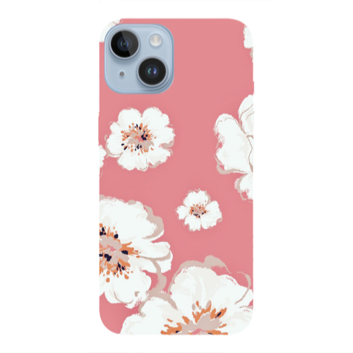 Apple iPhone 14  White Flowers Transparent Silicone TPU Θήκη