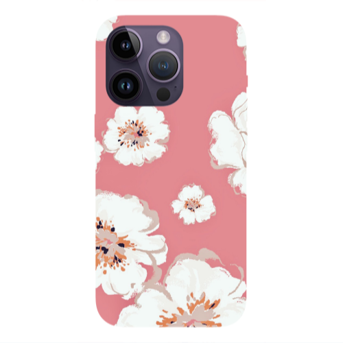 Apple iPhone 14 Pro  White Flowers Transparent Silicone TPU Θήκη