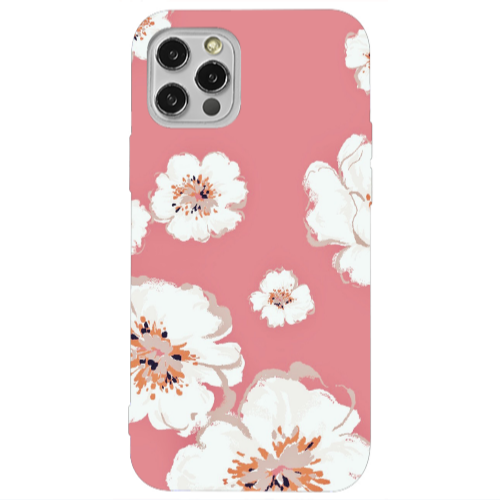 Apple iPhone 12 Pro White Flowers Transparent Silicone TPU Θήκη