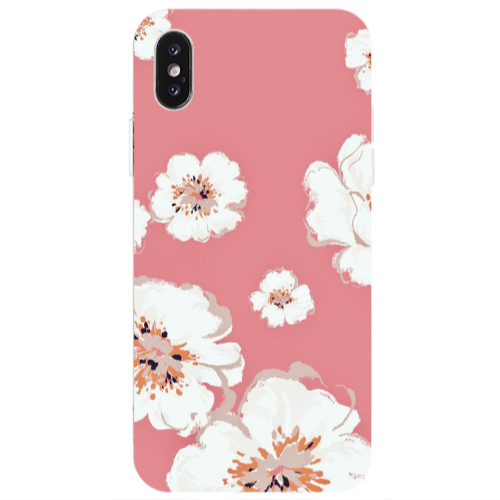 Apple iPhone Xs Max White Flowers Transparent Silicone TPU Θήκη