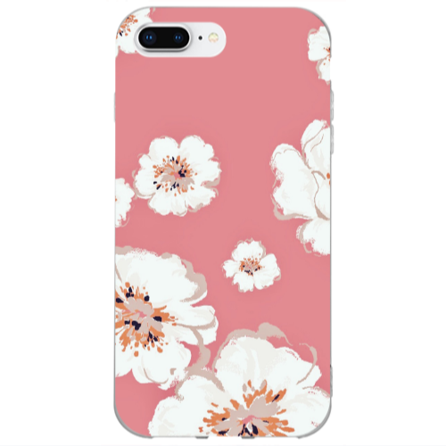 Apple iPhone 7 Plus White Flowers Transparent Silicone TPU Θήκη