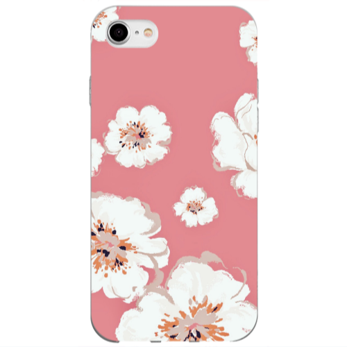 Apple iPhone SE 2020 White Flowers Transparent Silicone TPU Θήκη
