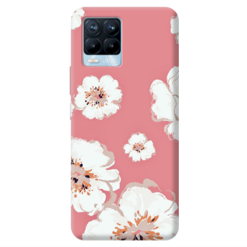 Realme 8 Pro White Flowers Transparent Silicone TPU Θήκη