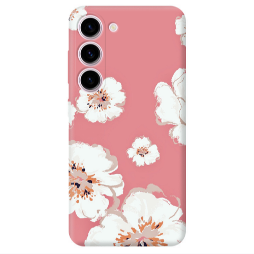 Samsung S23 White Flowers Transparent Silicone TPU Θήκη