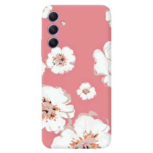 Samsung A34 White Flowers Transparent Silicone TPU Θήκη