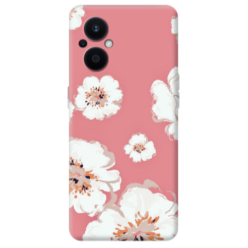 Oppo Reno 7 Lite White Flowers Transparent Silicone TPU Θήκη