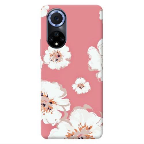 Huawei Nova 9 White Flowers Transparent Silicone TPU Θήκη