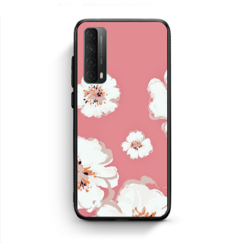 Huawei P Smart 2021 White Flowers Black Glossy Θήκη