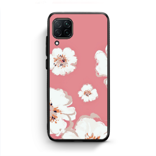 Huawei P40 Lite White Flowers Black Glossy Θήκη