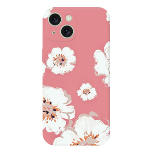 Apple iPhone 15 White Flowers Transparent Silicone TPU Θήκη