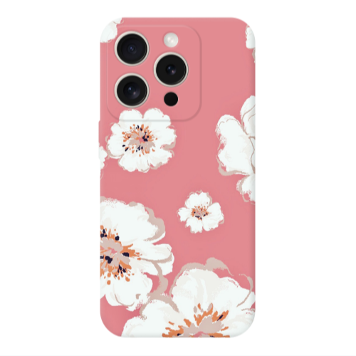 Apple iPhone 15 Pro Max White Flowers Transparent Silicone TPU Θήκη