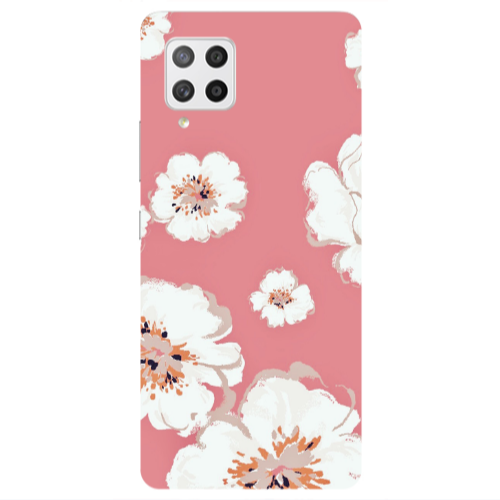 Samsung A42 5G White Flowers Transparent Silicone TPU Θήκη