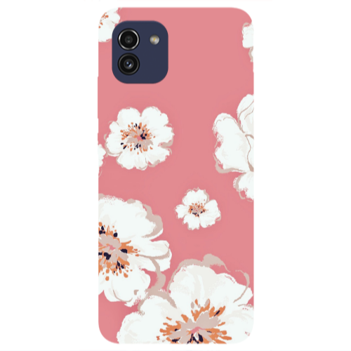 Samsung A03 White Flowers Transparent Silicone TPU Θήκη