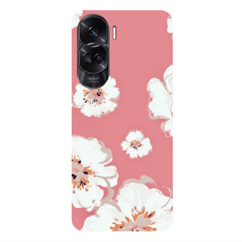 Honor 90 Lite 5G White Flowers Transparent Silicone TPU Θήκη