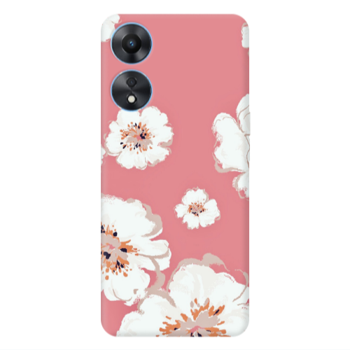 Oppo A 98 White Flowers Transparent Silicone TPU Θήκη