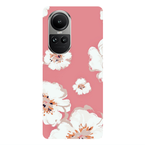 Oppo Reno10 5G White Flowers Transparent Silicone TPU Θήκη