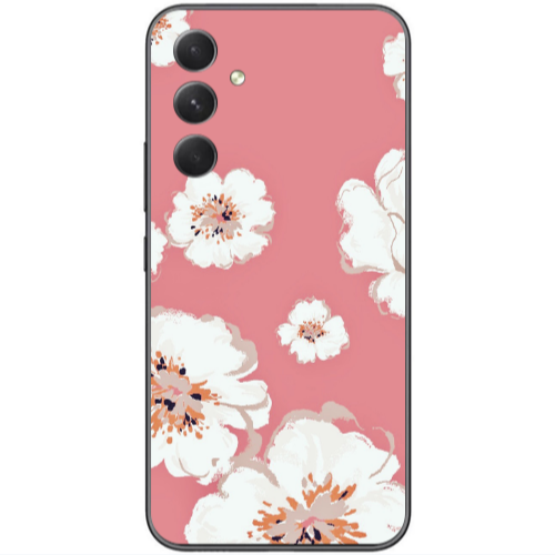 Samsung Galaxy A25 White Flowers Transparent Silicone TPU Θήκη