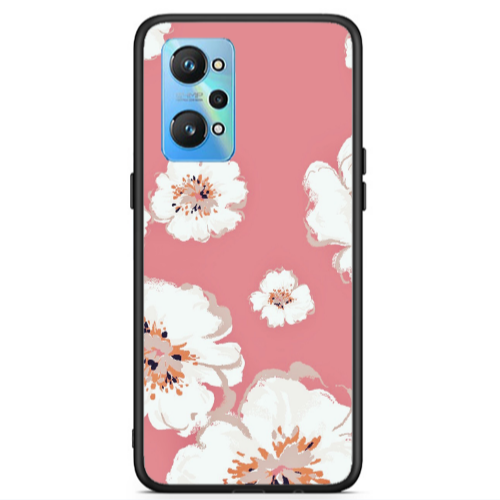 Realme Gt Neo 2 White Flowers Black Glossy Θήκη