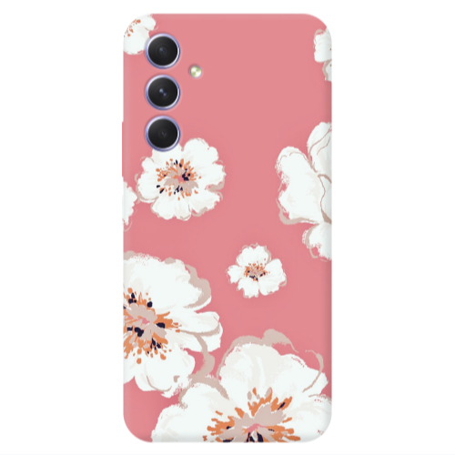 Samsung A55 White Flowers Transparent Silicone TPU Θήκη