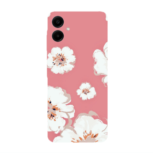 Samsung A06 White Flowers Transparent Silicone TPU Θήκη