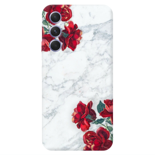 Samsung A56 Marble and roses Transparent Silicone TPU Θήκη