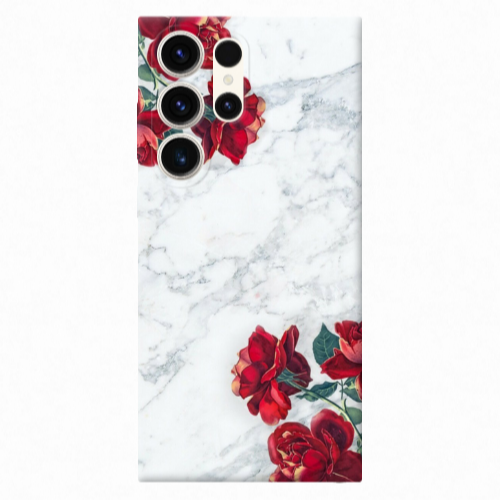 Samsung S25 Ultra Marble and roses Transparent Silicone TPU Θήκη